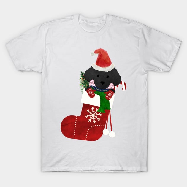 Cute Black Lab Puppy Christmas Stocking T-Shirt by emrdesigns